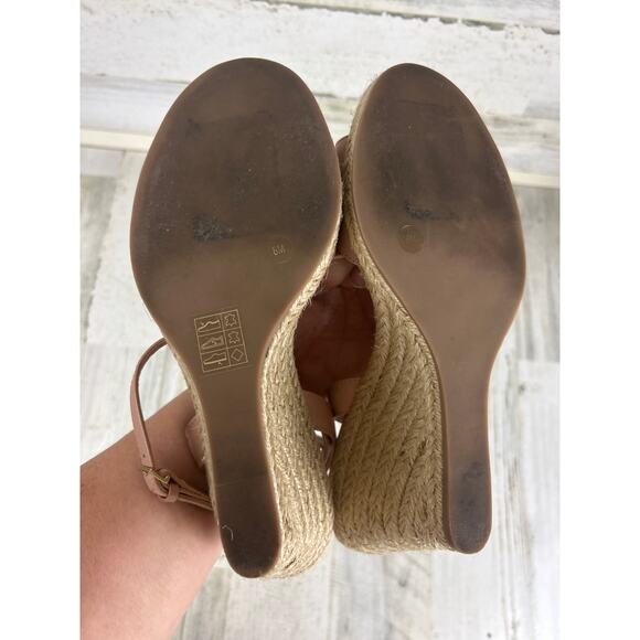 Tory Burch Women’s 8 Landon Pink Espadrille Wedge Ankle Buckle Sandals designer - Picture 8 of 10